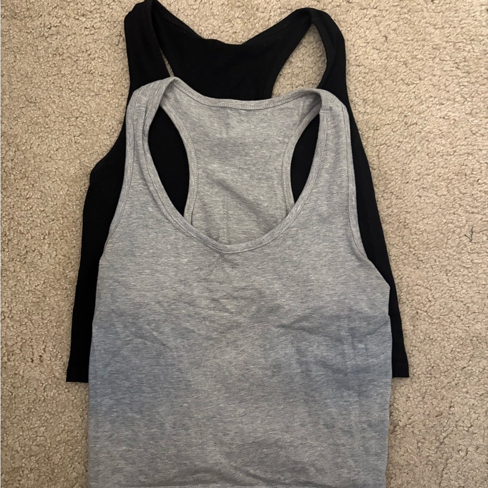 Women's Black and Gray Cotton Tank Tops